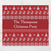 レトロレッドクリスマストインデアカスタムーホリデーパーティー スパークリングワインラベル (シングルラベル)