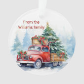 レトロレッドクリスマストラック オーナメント (正面)