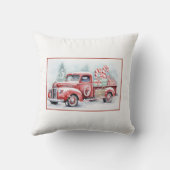 レトロレッドクリスマストラック クッション (裏面)