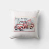 レトロレッドクリスマストラック クッション (正面)