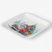 レトロレッドクリスマストラック ペーパープレート (傾斜あり)