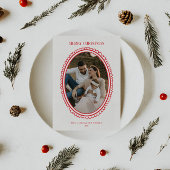 レトロレッドクリスマスファミリー写真 シーズンカード