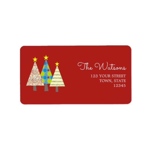 レトロレッドクリスマス差出人住所 ラベル (正面)