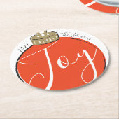 レトロレッドクリスマス ラウンドペーパーコースター (アングル)