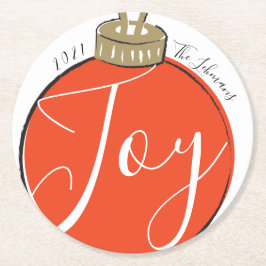 レトロレッドクリスマス ラウンドペーパーコースター