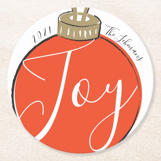 レトロレッドクリスマス ラウンドペーパーコースター (正面)