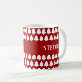 レトロレッドクリスモダンスミニマルユニークカスタム コーヒーマグカップ (正面右)
