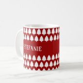 レトロレッドクリスモダンスミニマルユニークカスタム コーヒーマグカップ (正面左)