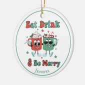 レトロレッドグリーンカートーン踊り セラミックオーナメント (左)