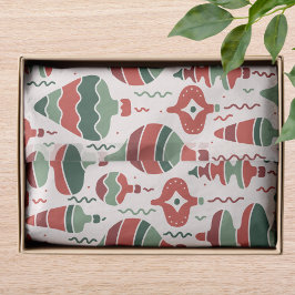 レトロレッドグリーンクリスマスバウブルデコレーション 薄葉紙