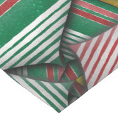 レトロレッドグリーンストライプのオーナメントパターンデザイン ショートテーブルランナー (コーナー)