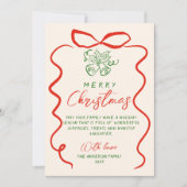 レトロレッドグリーンハンドドロー書ト写真クリスマス シーズンカード (正面)