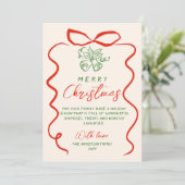 レトロレッドグリーンハンドドロー書ト写真クリスマス シーズンカード (スタンド正面)