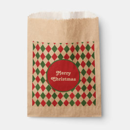 レトロレッドグリーンハーレキンホリデイ フェイバーバッグ