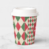 レトロレッドグリーンハーレキンホリデイ 紙コップ (右)