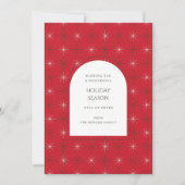 レトロレッドグリーンミッドセンチュリーモダンホリデーカード (正面)