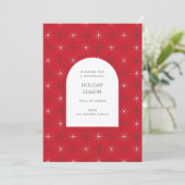 レトロレッドグリーンミッドセンチュリーモダンホリデーカード (スタンド正面)