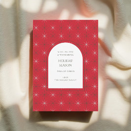 レトロレッドグリーンミッドセンチュリーモダンホリデーカード