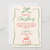 レトロレッドグリーン書ハンドメリー描クリスマス シーズンカード (正面)