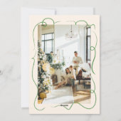 レトロレッドグリーン書手描写真クリスマス シーズンカード (裏面)