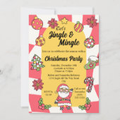 レトロレッドグルーヴィージングル&ミングルクリスマスパーティー 招待状 (正面)