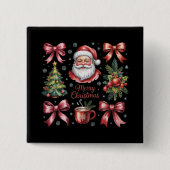 レトロレッドコケットクリスマスキュートクリスマスホリデー 缶バッジ (正面)