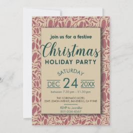 レトロレッドコージービークリスマスホリデー 招待状