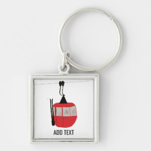 レトロレッドスキーゴンドラリフトパーソナライズされた キーホルダー