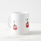 レトロレッドスキーゴンドラリフトパーソナライズされた コーヒーマグカップ (正面左)