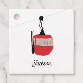 レトロレッドスキーゴンドラリフトパーソナライズされた フェイバータグ (正面)