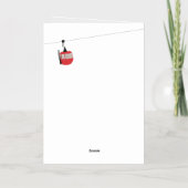 レトロレッドスキーゴンドラリフトホリデー 箔グリーティングカード (裏面)