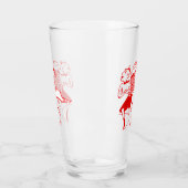 レトロレッドスケートで滑るカップル タンブラーグラス (左)