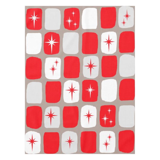 レトロレッドスターバストテーブルクロス(大プリント) テーブルクロス (正面)