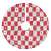 レトロレッドスターバートクリスマスツリースカート ブラッシュドポリエステルツリースカート (正面)