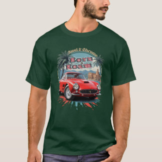 レトロレッドスポーツカーインサーキュラーイラストレーション Tシャツ