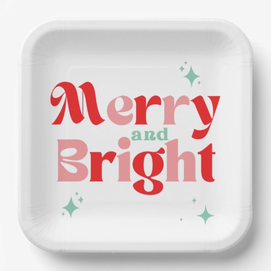 レトロレッドティール（緑がかった色）クリスマス ペーパープレート (正面)