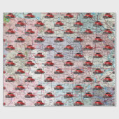 レトロレッドトラックオンロードマップ ラッピングペーパー (フラット)