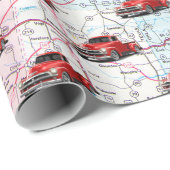 レトロレッドトラックオンロードマップ ラッピングペーパー (ロールコーナー)