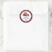 レトロレッドトラッククリスマス差出人住所ラベル ラウンドシール (バッグ)