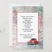 レトロレッドトラックパーティー用マップ 招待状 (正面)