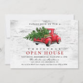 レトロレッドトラック樺の木クリスマスホリデーオープンハウス 招待状 (正面)