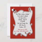 レトロレッドトラック誕生日パーティー 招待状 (裏面)