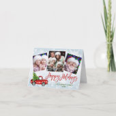 レトロレッドトラック4 PHOTOクリスマスグリーティングフォールディング シーズンカード (正面)