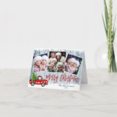 レトロレッドトラック4 PHOTOクリスマスグリーティングフォールディング シーズンカード (正面)