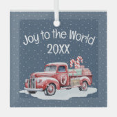 レトロレッドトラック ガラスオーナメント (正面)