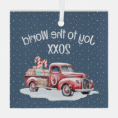 レトロレッドトラック ガラスオーナメント (裏面)