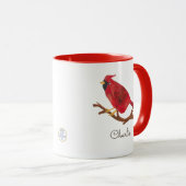 レトロレッドノーザン（鳥）ショウジョウコウカンチョウかわいいヴィンテージインスパイア- マグカップ (正面右)