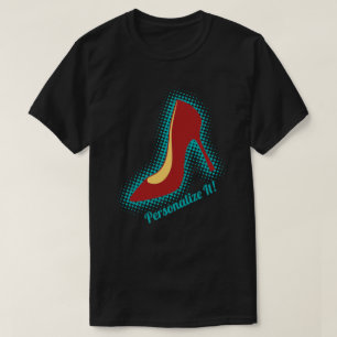 レトロレッドハイヒール靴 Tシャツ