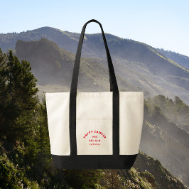 レトロレッドハッピーキャンパーキャンピングクルーブラックトリム トートバッグ