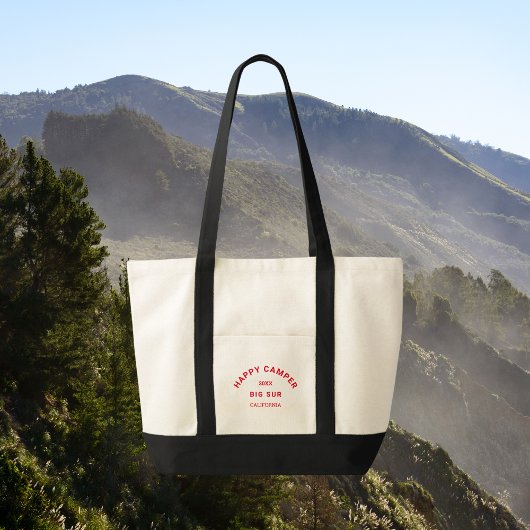 レトロレッドハッピーキャンパーキャンピングクルーブラックトリム トートバッグ